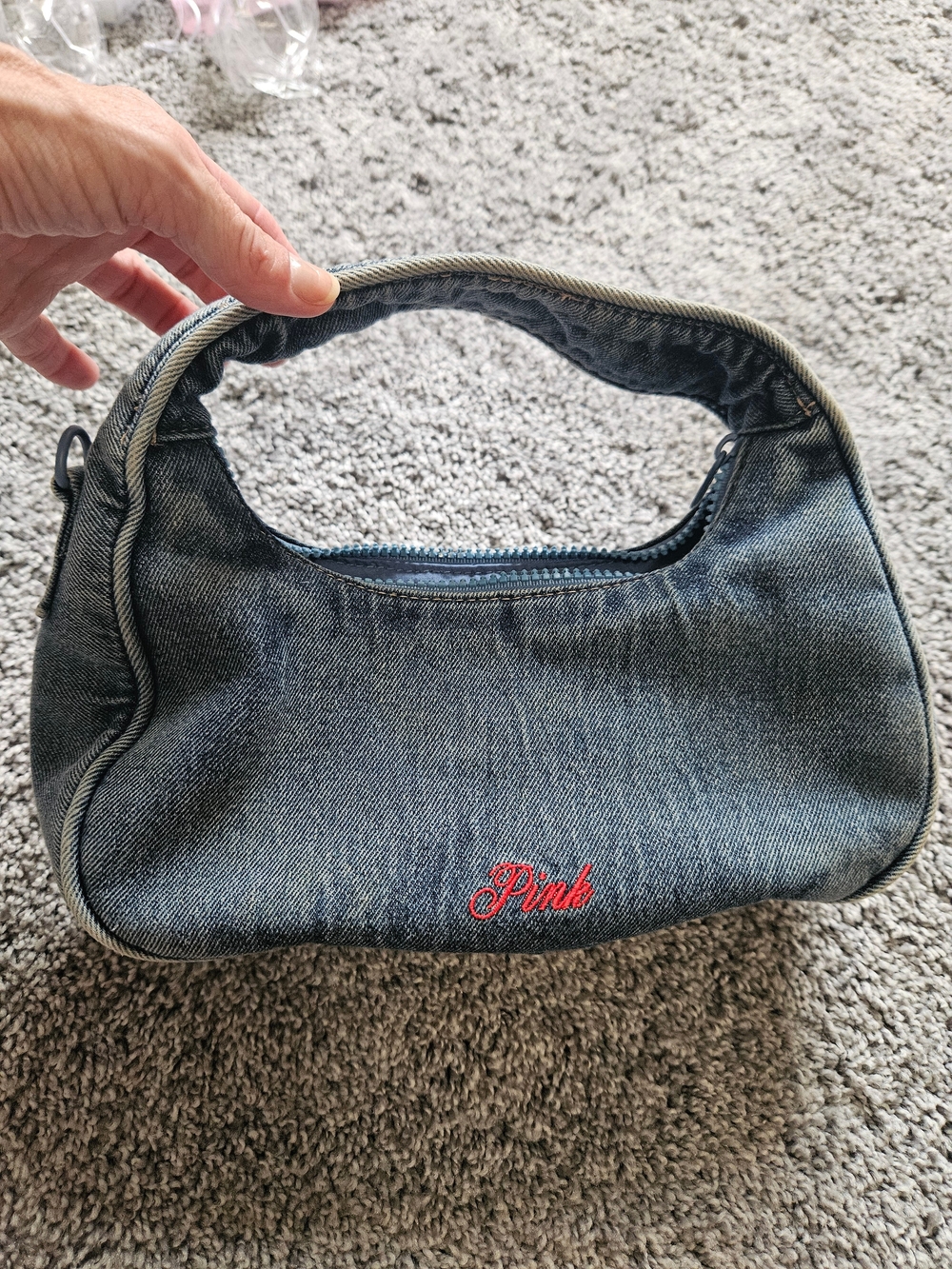 PINK Victoria's Secret Denim Mini Hobo Bag - Blue